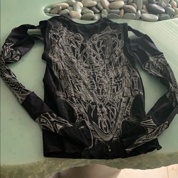 Skincraft Tops - EDM Goth bio skeleton black long sleeve shirt